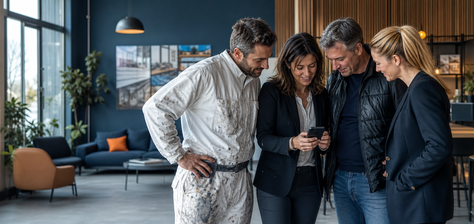 Équipe de professionnels échangeant autour d’une recommandation client
